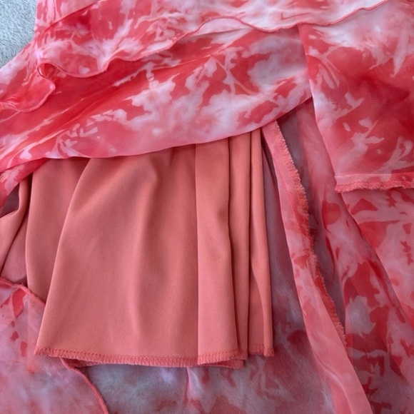 Vintage 90's City Triangles Printed Maxi Slip Dress Coral Pink Cowl Neck Size S - Picture 12 of 12